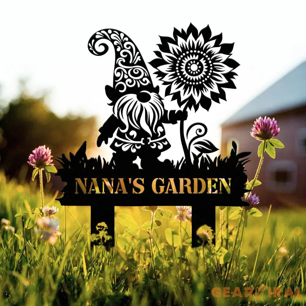 Custom Garden Gnome Metal Sign Stake Personalized Garden Stake Garden Gnome Outdoor Patio Garden Art Decor Metal Yard