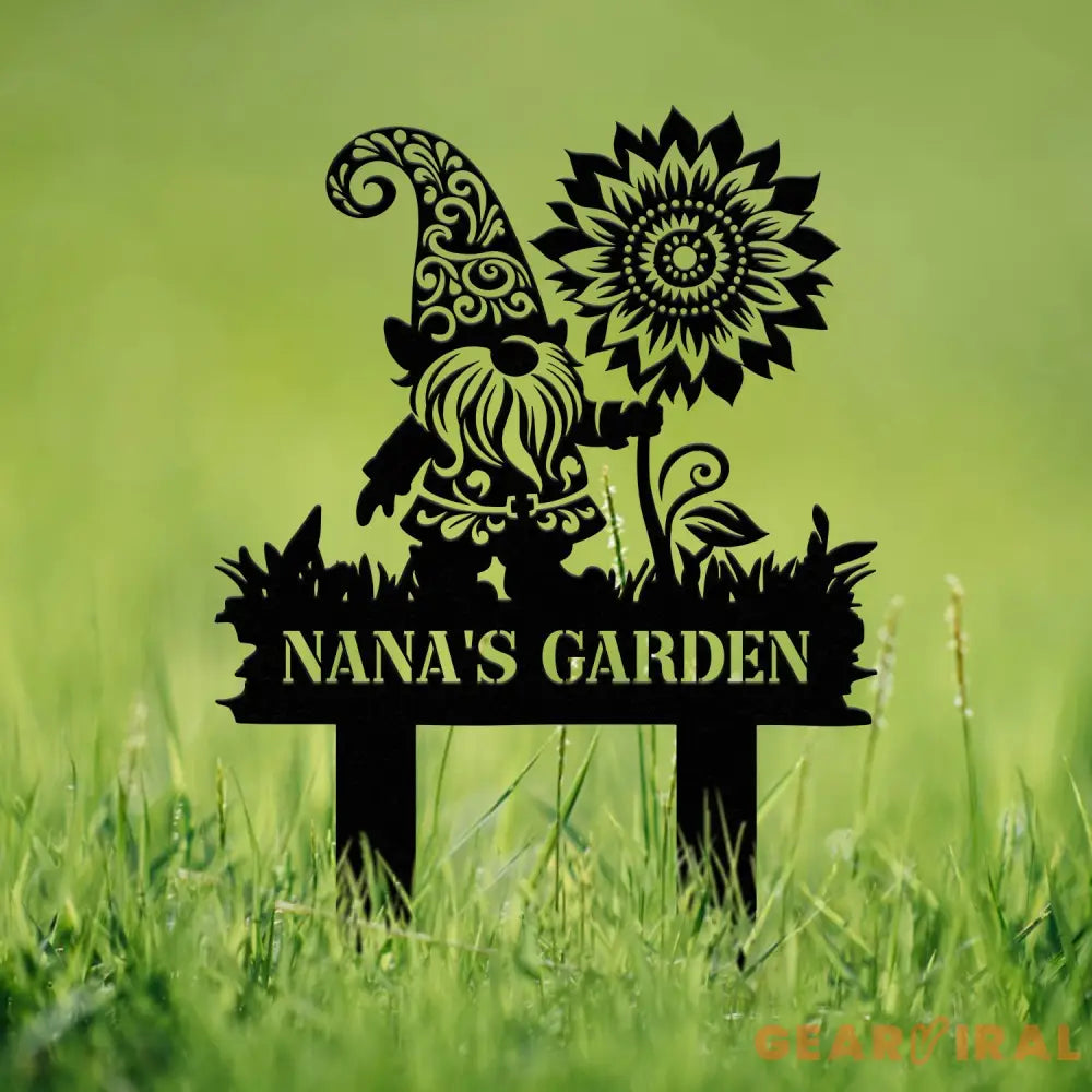 Custom Garden Gnome Metal Sign Stake Personalized Garden Stake Garden Gnome Outdoor Patio Garden Art Decor Metal Yard