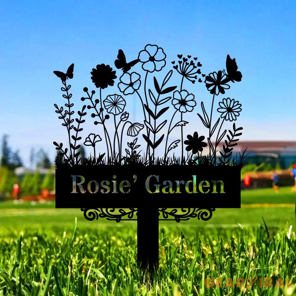 Custom Garden Metal Sign Flower Sign with Stakes Outdoor Metal Sign Metal Yard Art Housewarming Gift Garden Decor Gifts