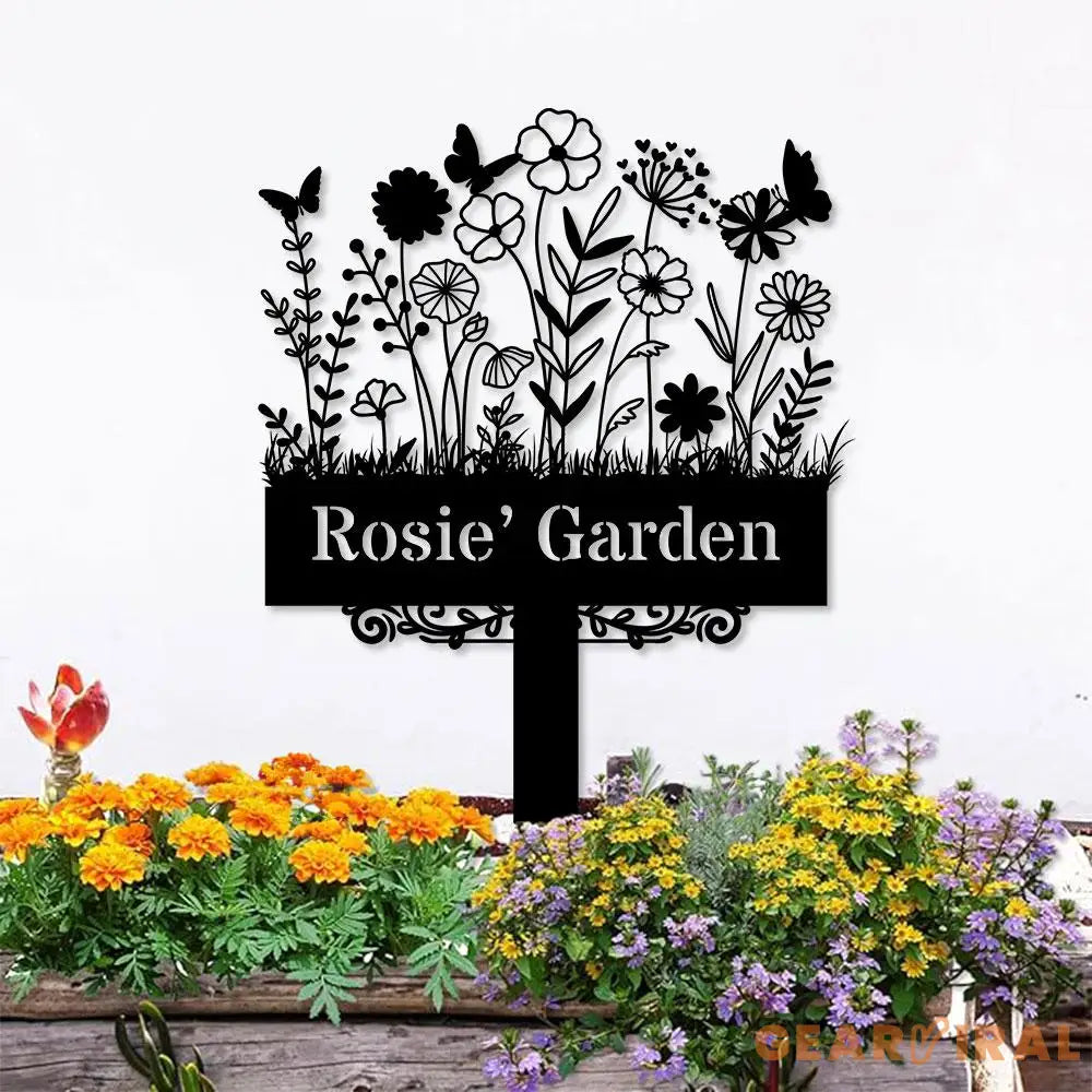 Custom Garden Metal Sign Flower Sign with Stakes Outdoor Metal Sign Metal Yard Art Housewarming Gift Garden Decor Gifts