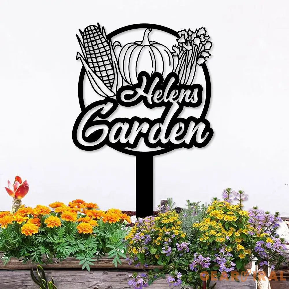 Custom Garden Metal Sign Flower Sign with Stakes Outdoor Metal Sign Metal Yard Art Housewarming Gift Garden Decor Gifts