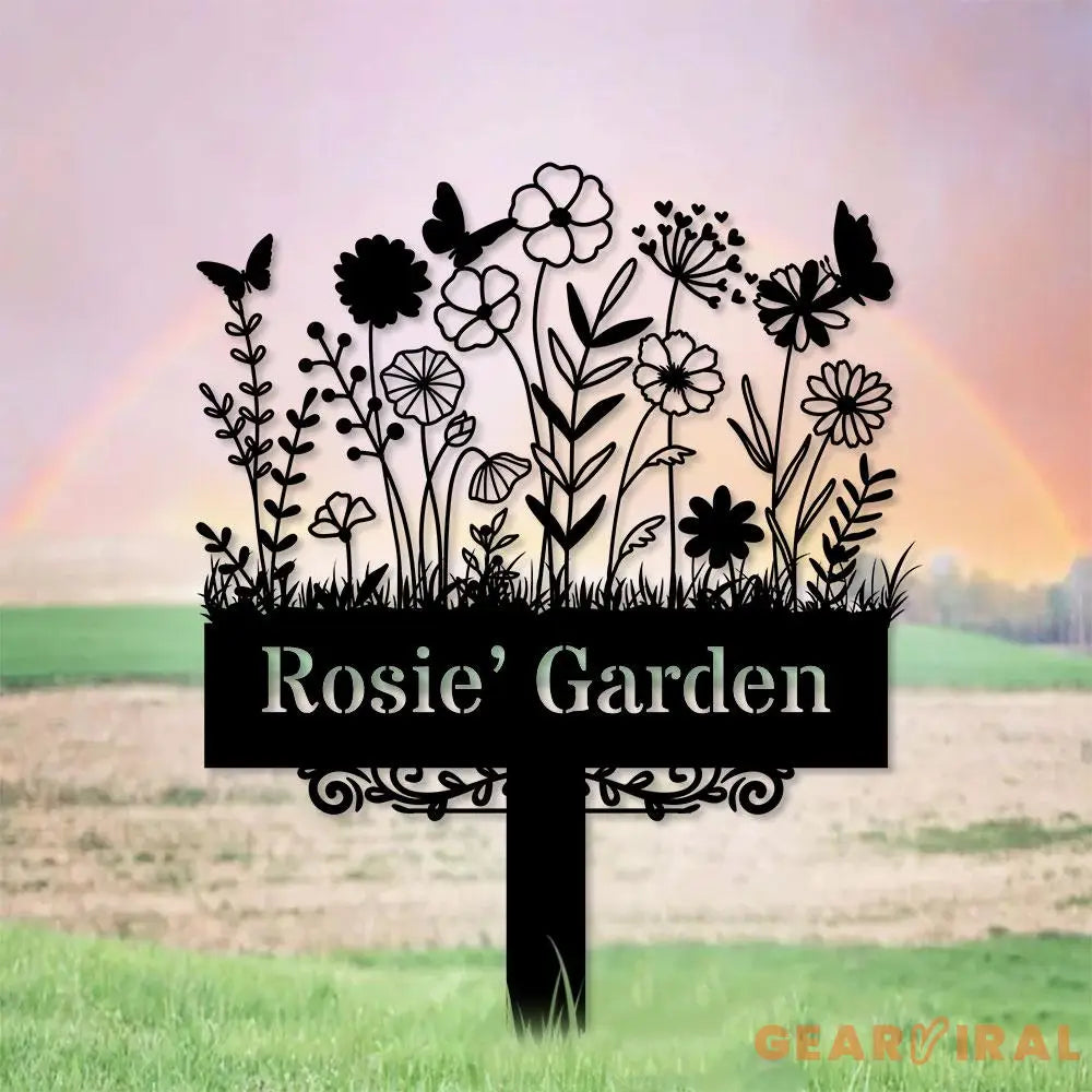 Custom Garden Metal Sign Flower Sign with Stakes Outdoor Metal Sign Metal Yard Art Housewarming Gift Garden Decor Gifts