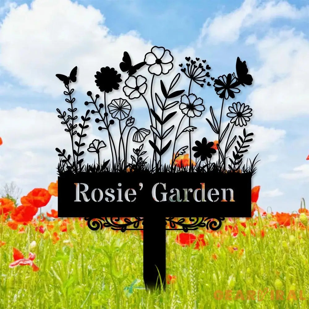 Custom Garden Metal Sign Flower Sign with Stakes Outdoor Metal Sign Metal Yard Art Housewarming Gift Garden Decor Gifts