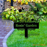 Custom Garden Metal Sign Flower Sign with Stakes Outdoor Metal Sign Metal Yard Art Housewarming Gift Garden Decor Gifts