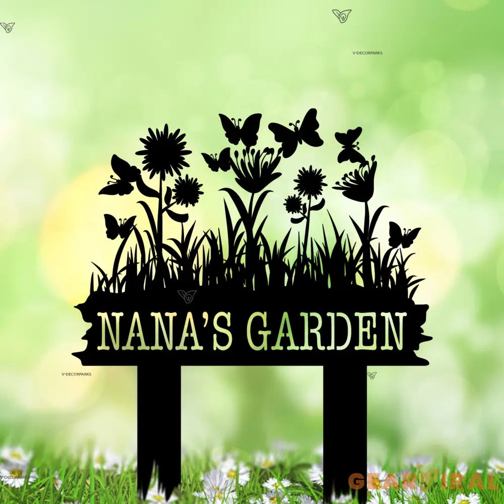 Custom Garden Metal Sign - Personalized Garden Name Sign - Flower Sign with Stakes - Garden Decor | GearViral