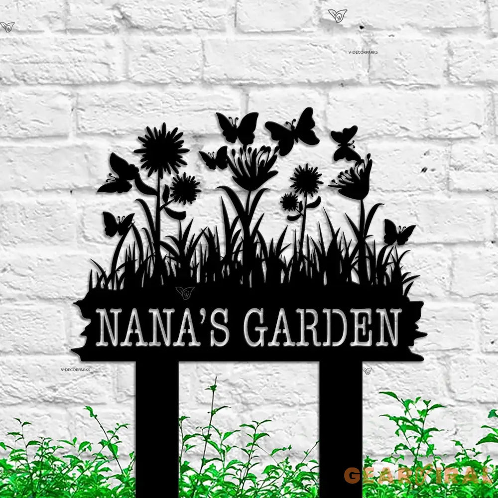 Custom Garden Metal Sign - Personalized Garden Name Sign - Flower Sign with Stakes - Garden Decor | GearViral