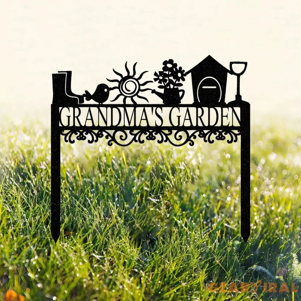 Custom Garden Sign with Stake Flower Design Personalized Garden Sign Gardener Name Sign Yard Sign Mom’s Metal Garden