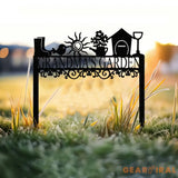 Custom Garden Sign with Stake Flower Design Personalized Garden Sign Gardener Name Sign Yard Sign Mom’s Metal Garden