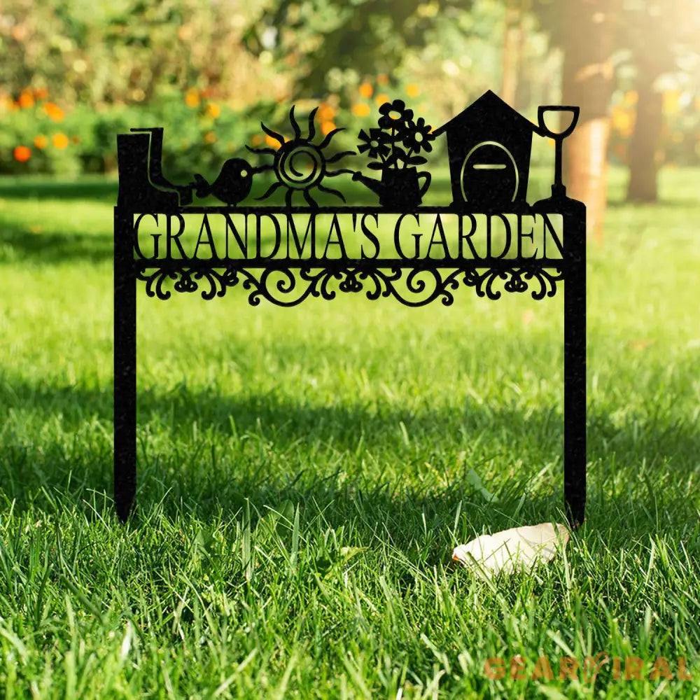 Custom Garden Sign with Stake Flower Design Personalized Garden Sign Gardener Name Sign Yard Sign Mom’s Metal Garden