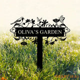 Custom Garden Sign with Stake Metal Bird Garden Sign Yard Decor Personalized Garden Name Sign Mom’s Garden Sign Granny