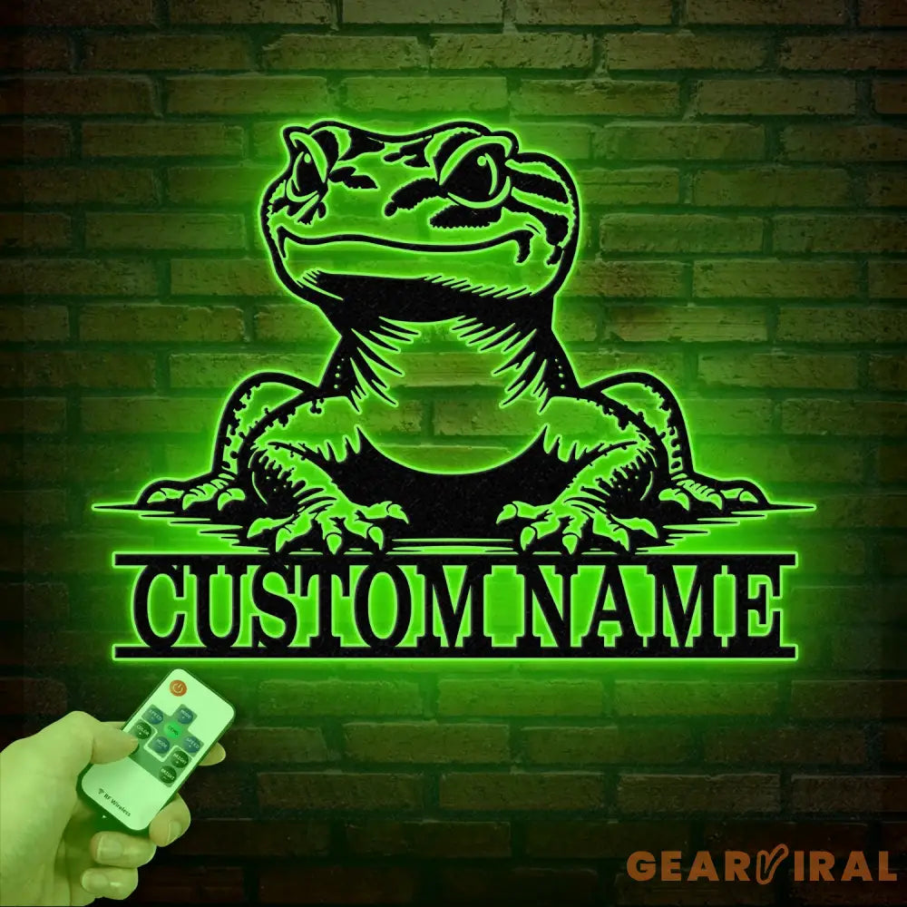 Custom Gecko Metal Wall Art LED Light Personalized Lizard Name Sign Decor Lizard Gecko Sign Animal Lover Gift Lizard