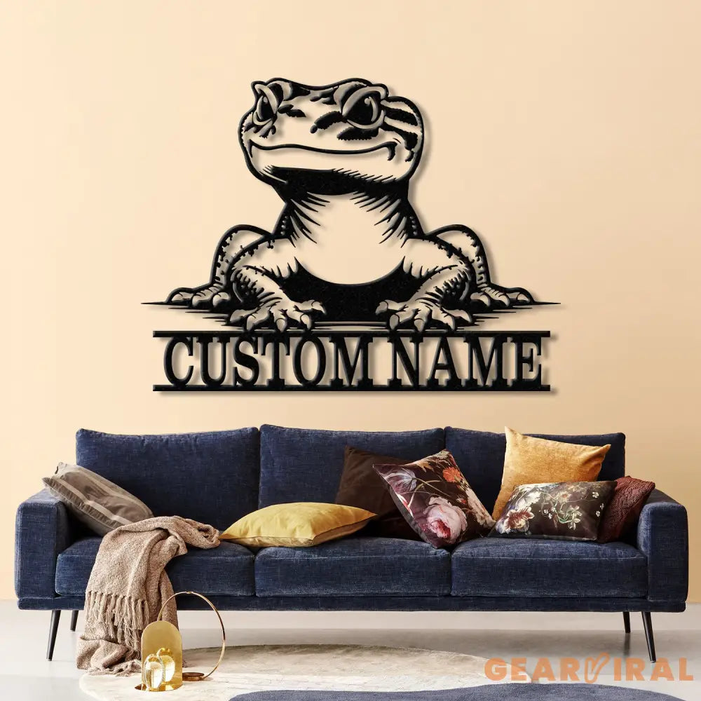 Custom Gecko Metal Wall Art LED Light Personalized Lizard Name Sign Decor Lizard Gecko Sign Animal Lover Gift Lizard