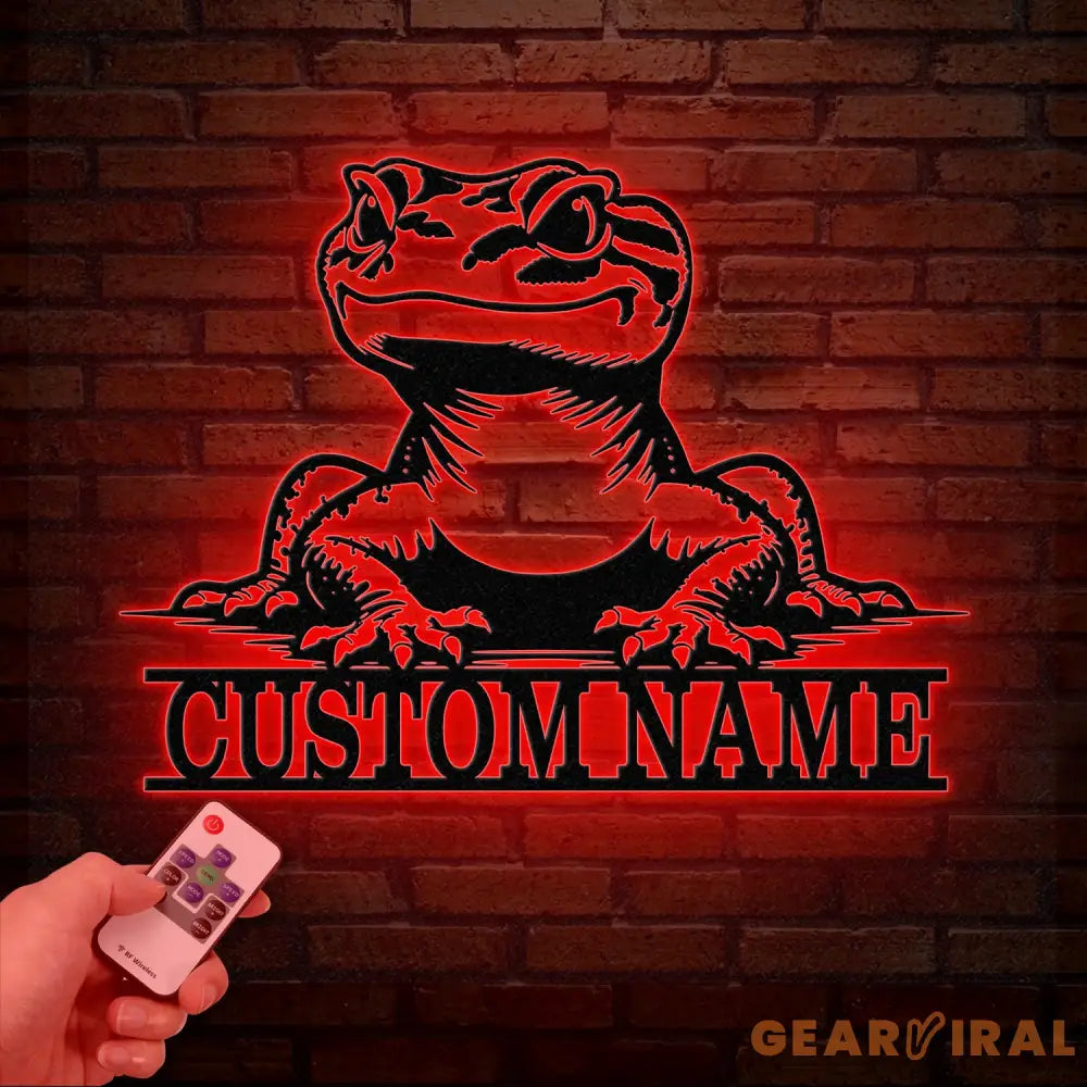 Custom Gecko Metal Wall Art LED Light Personalized Lizard Name Sign Decor Lizard Gecko Sign Animal Lover Gift Lizard