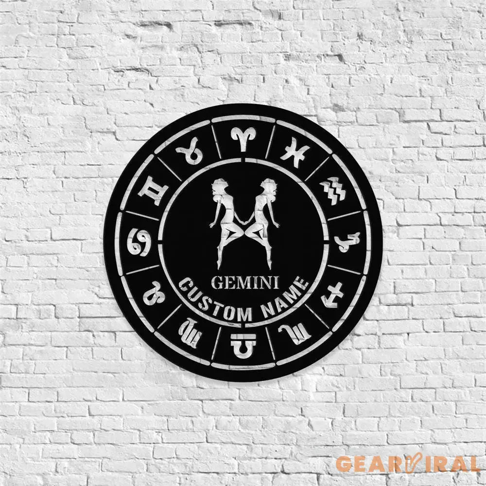 Custom Gemini Zodiac Metal Wall Art Personalized Gemini Zodiac Name Sign Decoration For Room Horoscope Home Decor