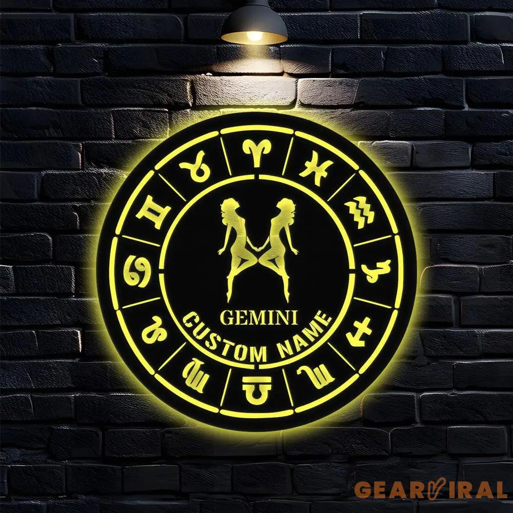 Custom Gemini Zodiac Metal Wall Art Personalized Gemini Zodiac Name Sign Decoration For Room Horoscope Home Decor