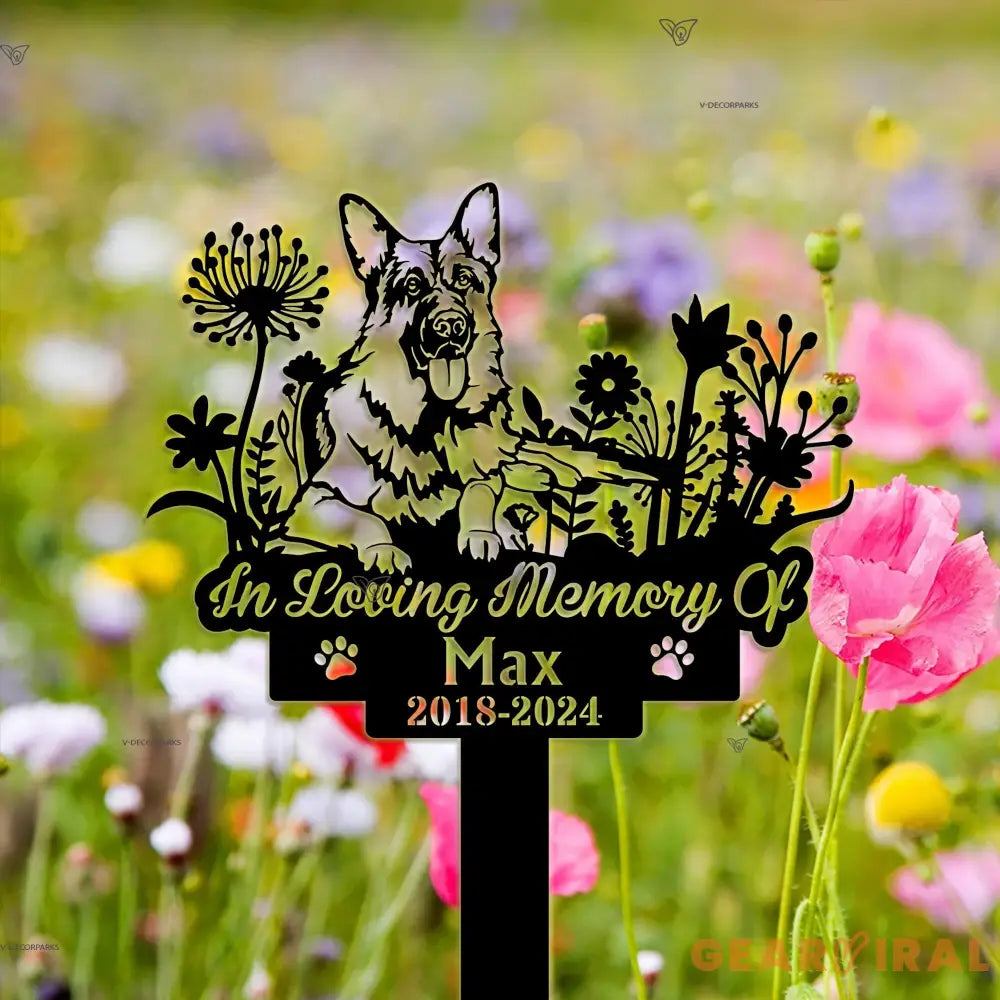 Custom German Shepherd Dog Memorial Stake - Metal Stake - German Shepherd Sign - Dog Flower | GearViral