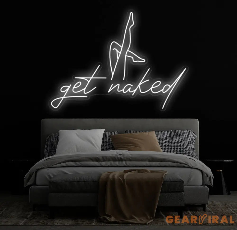 Custom Get Naked Pink Neon Sign - Modern LED Wall Light for Bathroom Bedroom or Lounge - Fun Neon Wall Art for Home