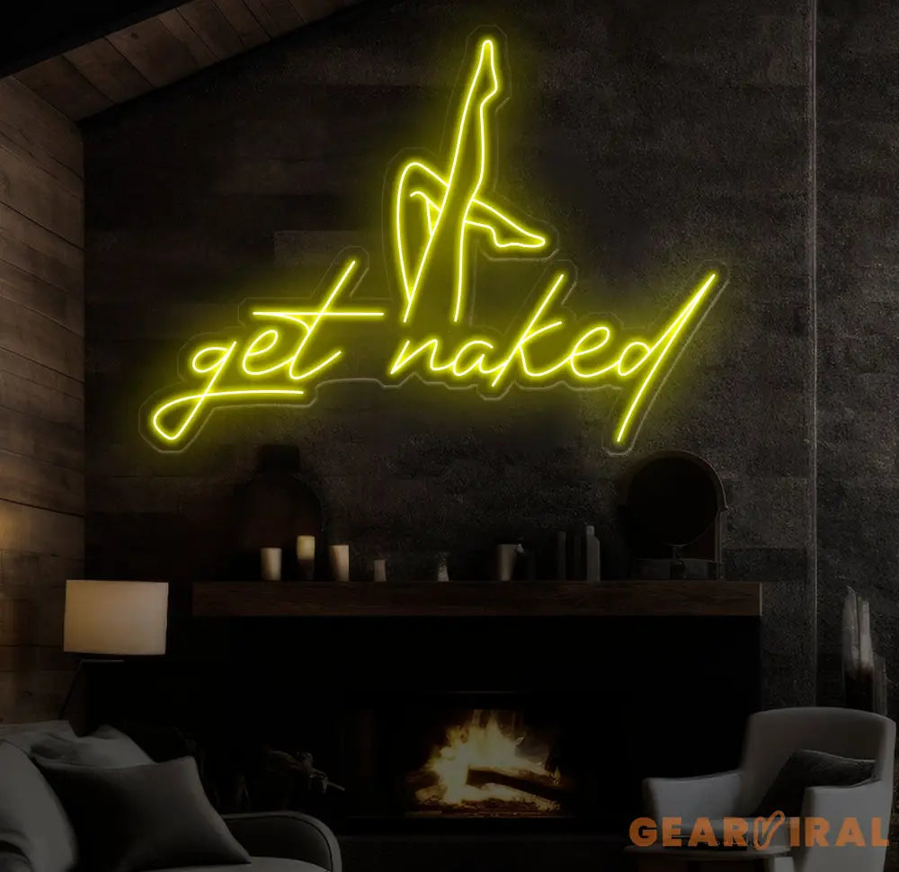 Custom Get Naked Pink Neon Sign - Modern LED Wall Light for Bathroom Bedroom or Lounge - Fun Neon Wall Art for Home