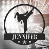 Custom Girl Taekwondo Martial Arts Metal Wall Art with LED Light - Personalized Kid Tae Kwon Do Name Sign Home Taekwondo-Korean Decoration | GearViral
