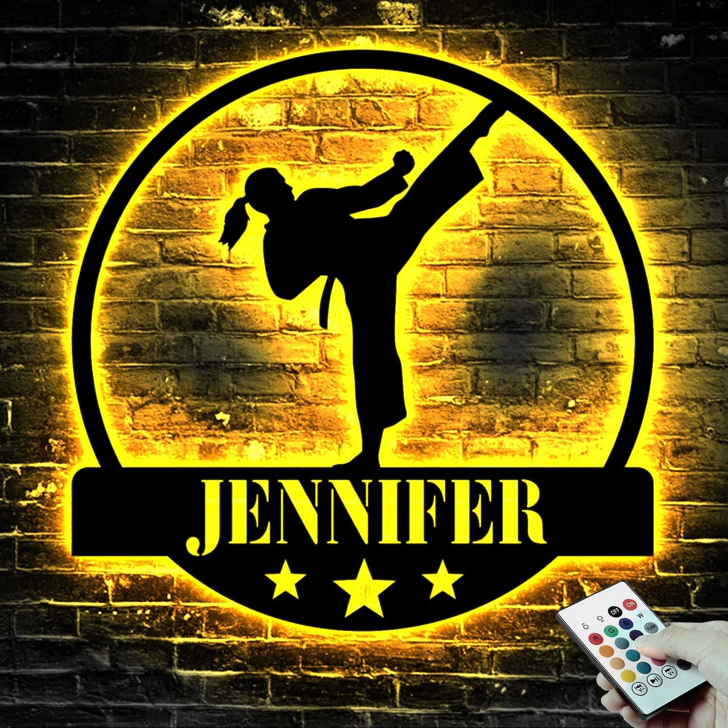 Custom Girl Taekwondo Martial Arts Metal Wall Art with LED Light - Personalized Kid Tae Kwon Do Name Sign Home Taekwondo-Korean Decoration | GearViral