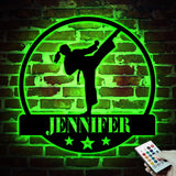 Custom Girl Taekwondo Martial Arts Metal Wall Art with LED Light - Personalized Kid Tae Kwon Do Name Sign Home Taekwondo-Korean Decoration | GearViral