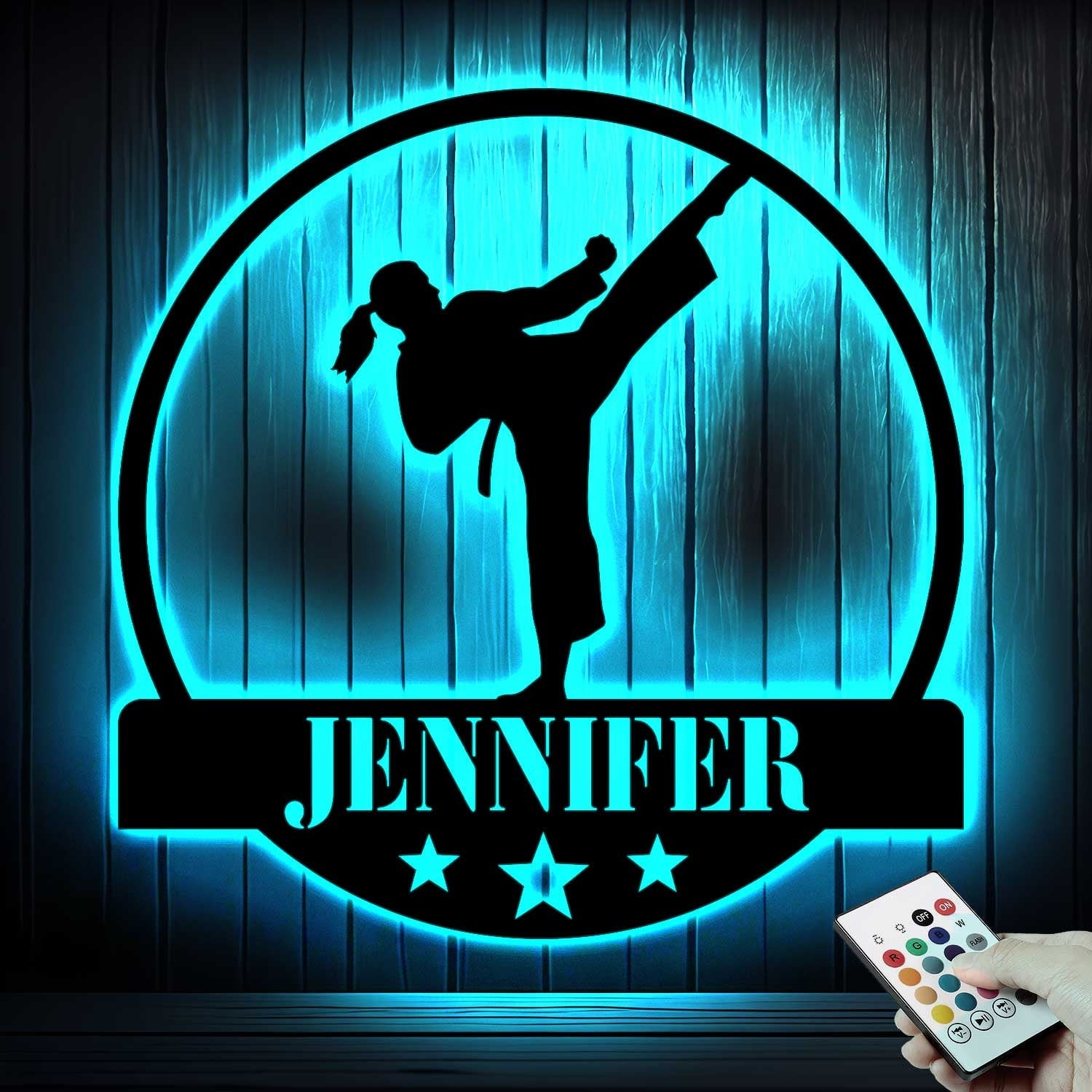 Custom Girl Taekwondo Martial Arts Metal Wall Art with LED Light - Personalized Kid Tae Kwon Do Name Sign Home Taekwondo-Korean Decoration | GearViral