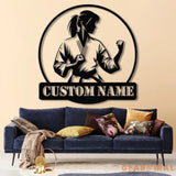Custom Girl Taekwondo Metal Wall Art with LED Light – Personalized Tae Kwon Do Name Sign – Kids Martial Arts Home Decor