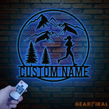 Custom Girl Trail Running Metal Wall Art with LED Light - Personalized Runner Name Sign - Home Decor & Perfect Gift for