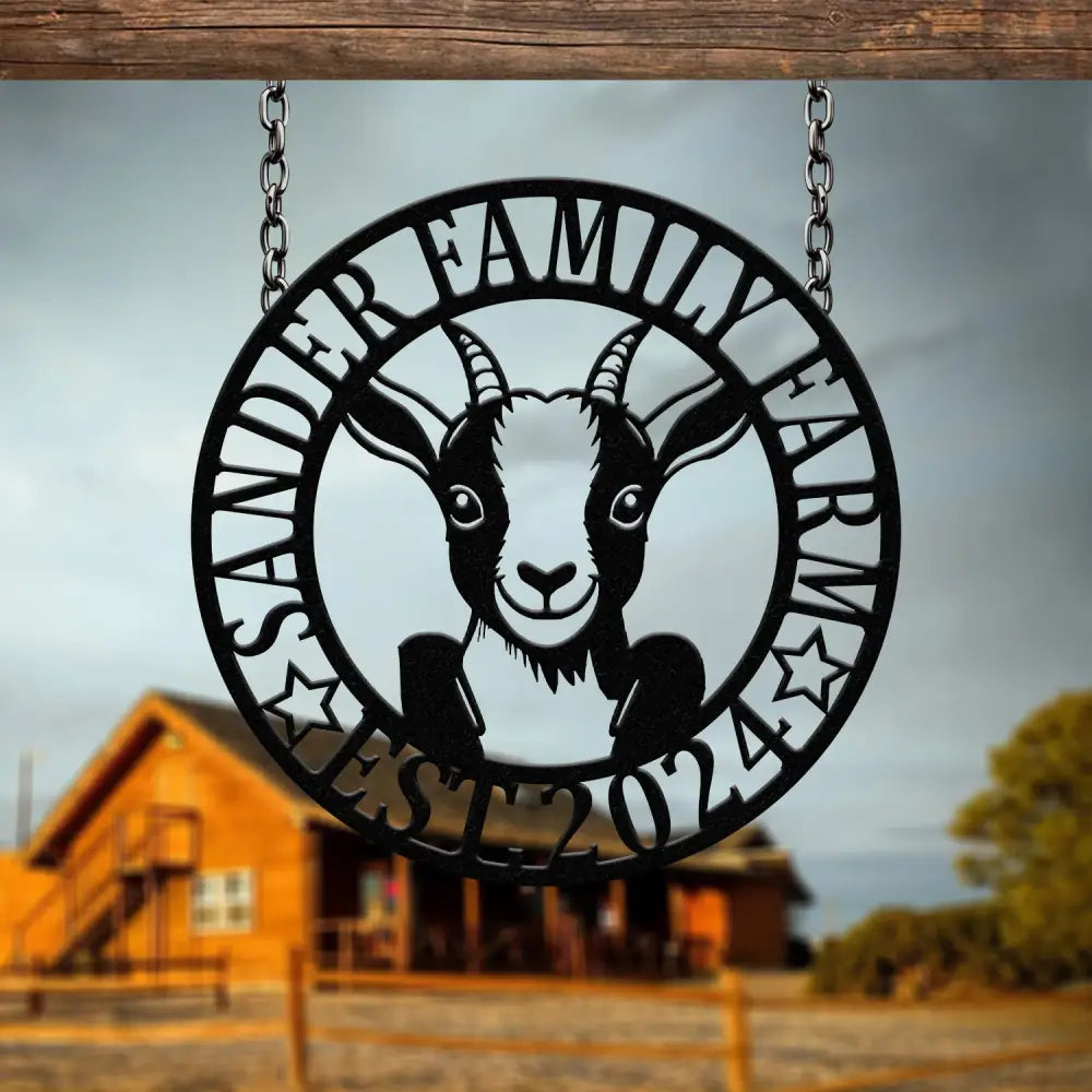Custom Goat Metal Wall Sign – Personalized Farm Name Wall Art – Goat Farmhouse Decor & Gifts for Goat Lovers Family