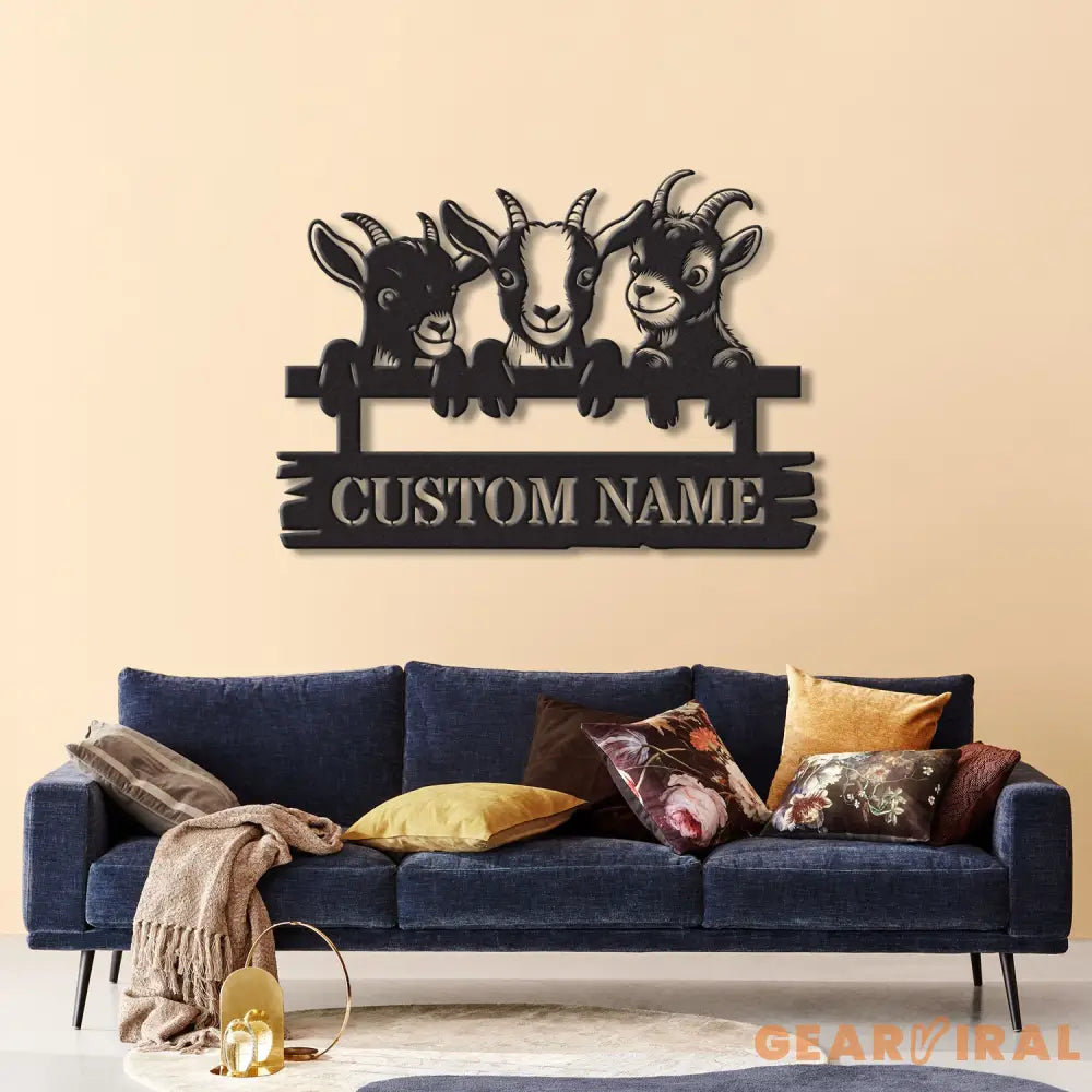 Custom Goat Metal Wall Sign – Personalized Farm Name Wall Art – Goat Farmhouse Decor & Gifts for Goat Lovers Family