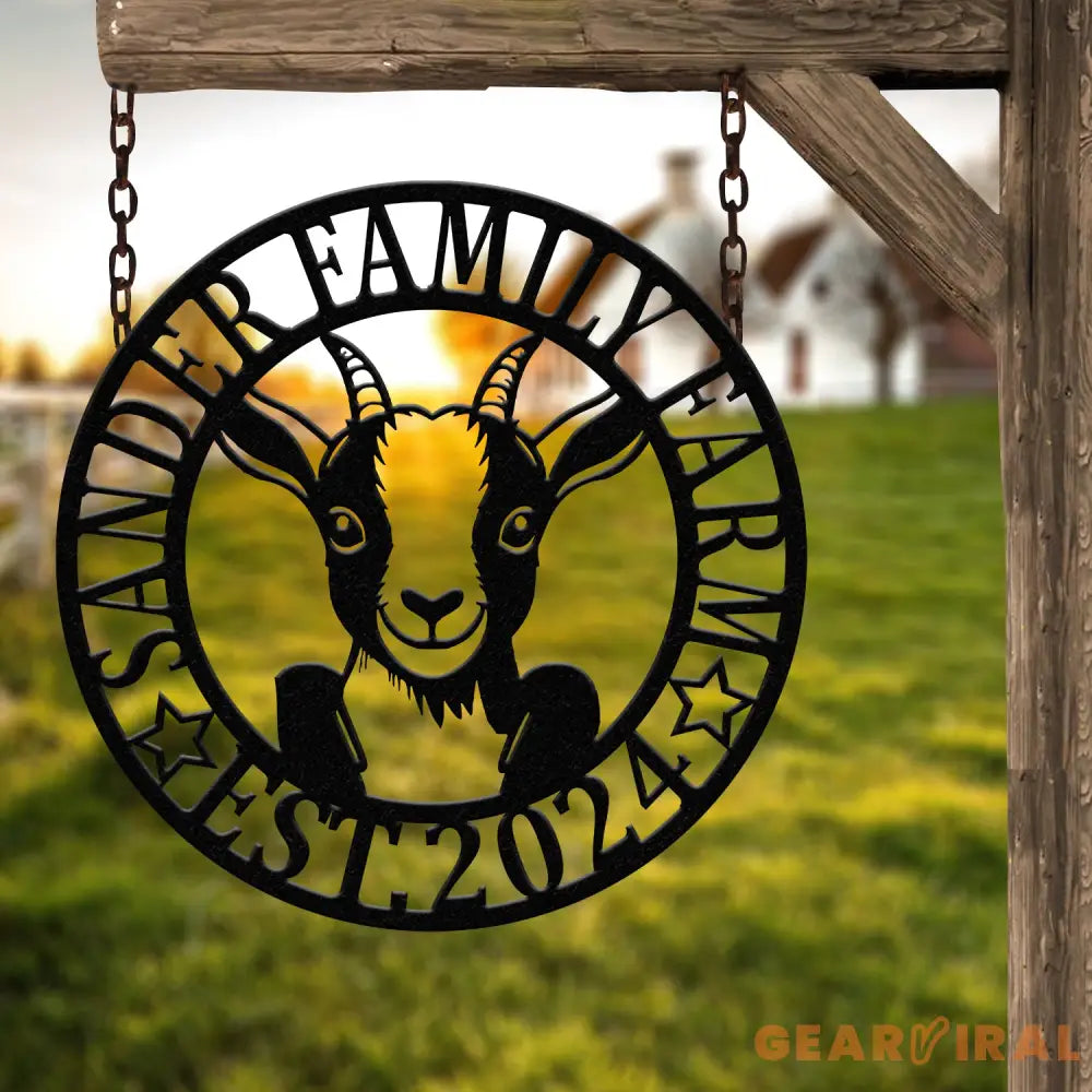 Custom Goat Metal Wall Sign – Personalized Farm Name Wall Art – Goat Farmhouse Decor & Gifts for Goat Lovers Family