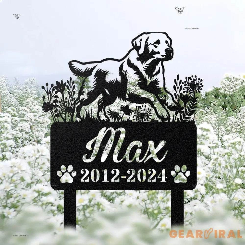 Custom Golden Lab Dog Metal Memorial Garden Stake - Remembrance Stake - Personalized Pet Grave Marker Name Sign - Decor