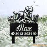 Custom Golden Lab Dog Metal Memorial Garden Stake - Remembrance Stake - Personalized Pet Grave Marker Name Sign - Decor
