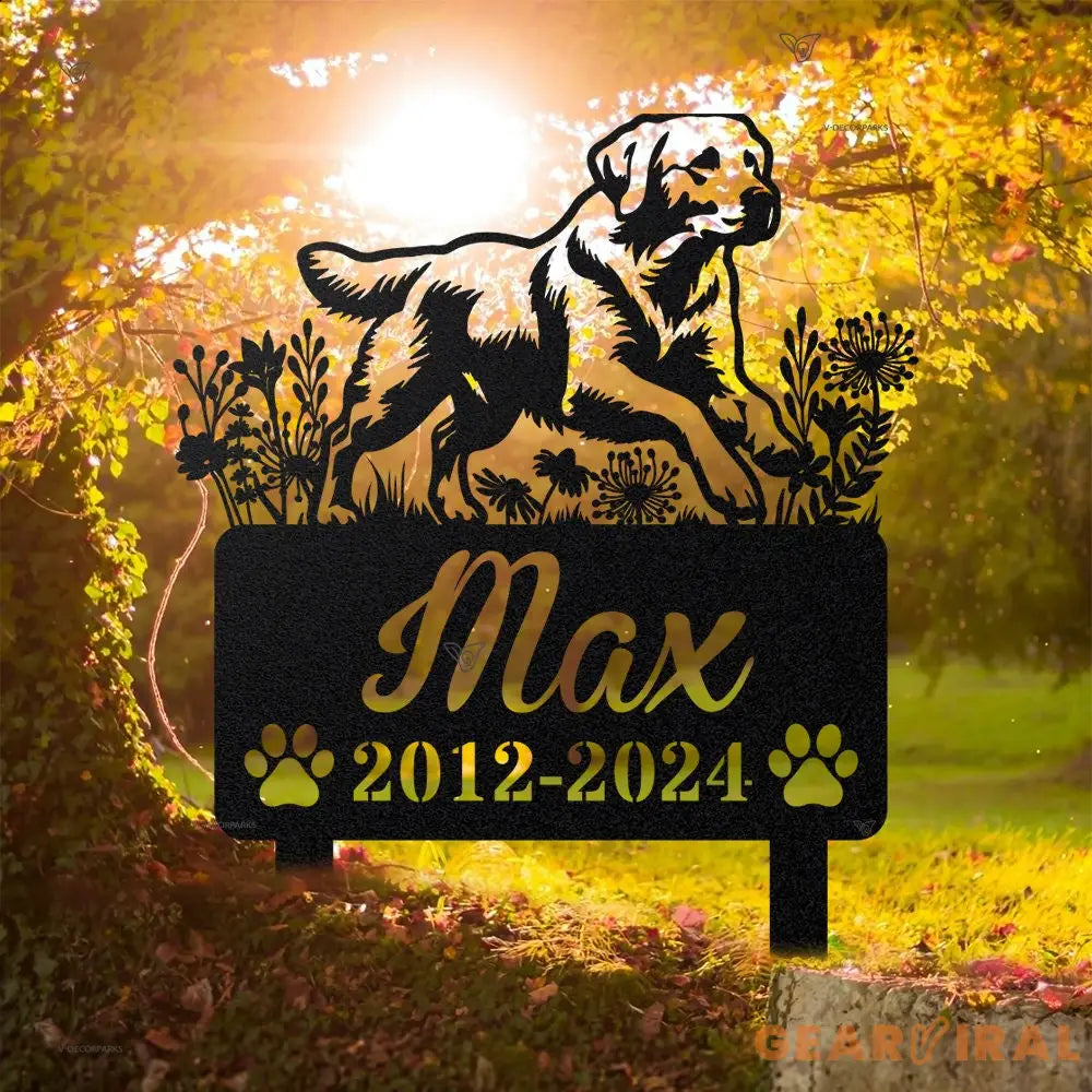 Custom Golden Lab Dog Metal Memorial Garden Stake - Remembrance Stake - Personalized Pet Grave Marker Name Sign - Decor
