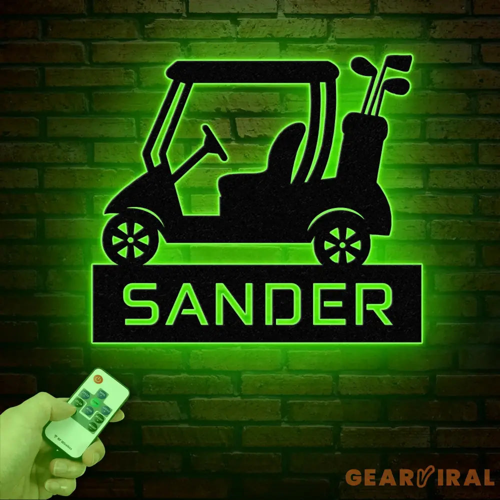 Custom Golf Cart Metal Sign with Led Lights Personalized Golf Cart Name Sign Golf Gifts for Men 19th Hole Decor Gift