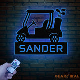 Custom Golf Cart Metal Sign with Led Lights Personalized Golf Cart Name Sign Golf Gifts for Men 19th Hole Decor Gift