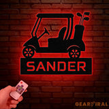 Custom Golf Cart Metal Sign with Led Lights Personalized Golf Cart Name Sign Golf Gifts for Men 19th Hole Decor Gift