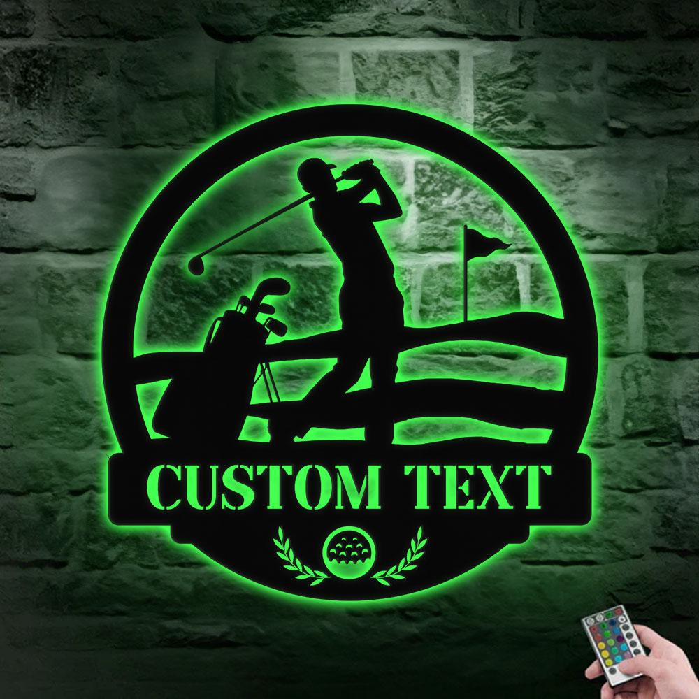 Custom Golf Metal Sign with LED Lights, Personalized Family Name Metal Sign, Family Wall Decor, Personalized Wall Art, Housewarming Gift