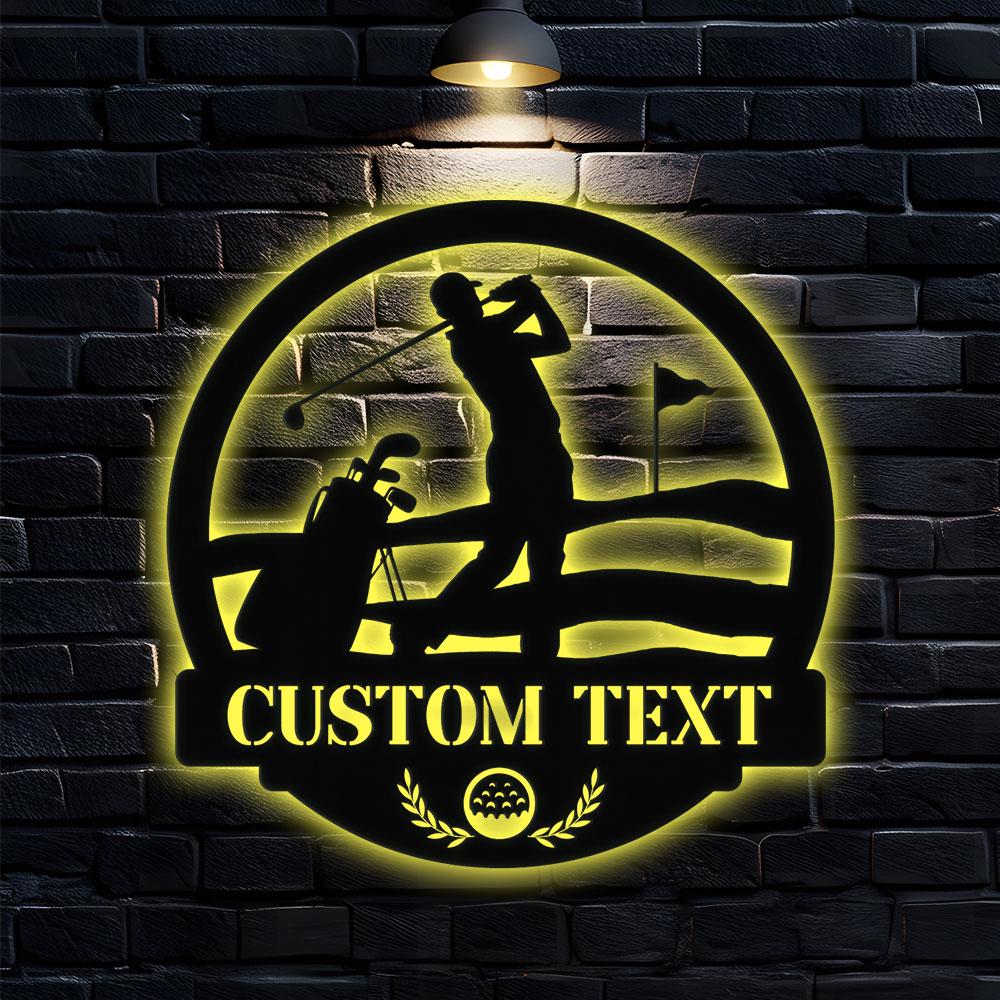 Custom Golf Metal Sign with LED Lights, Personalized Family Name Metal Sign, Family Wall Decor, Personalized Wall Art, Housewarming Gift