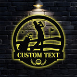 Custom Golf Metal Sign with LED Lights, Personalized Family Name Metal Sign, Family Wall Decor, Personalized Wall Art, Housewarming Gift