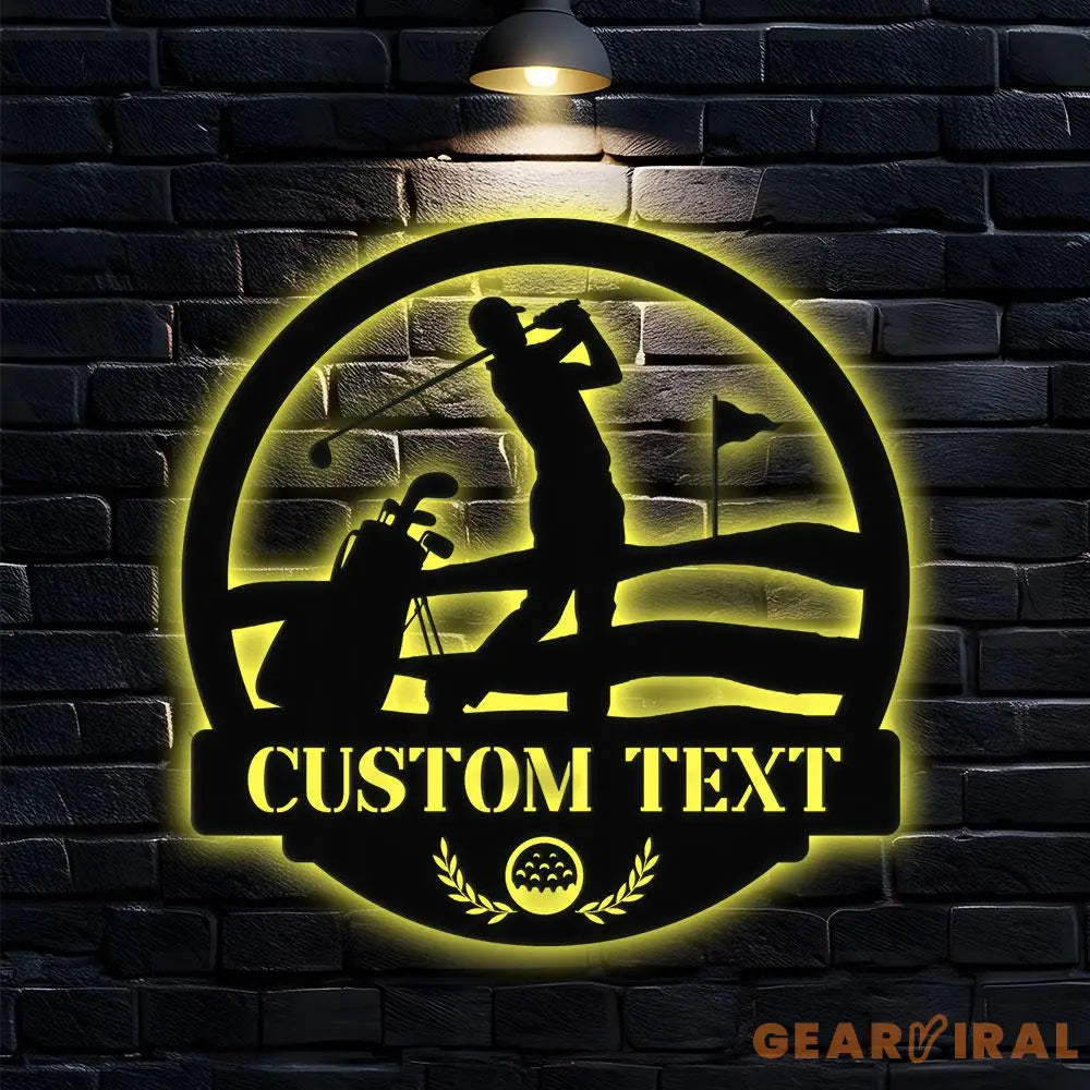 Custom Golf Metal Sign with LED Lights Personalized Family Name Metal Sign Family Wall Decor Personalized Wall Art