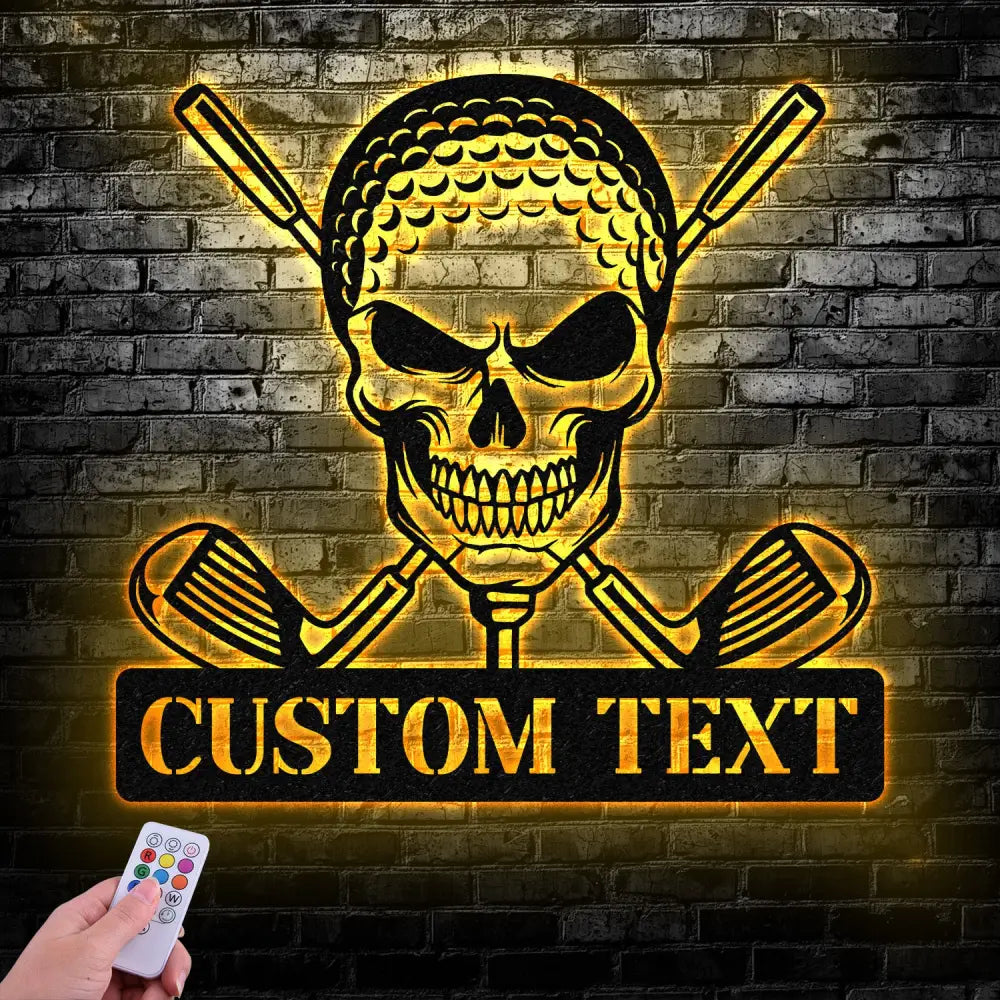 Custom Golf Skull Metal Sign Led Light Golf Gifts for Men Father’s Day Gift Golfer Name Sign Gifts for Golfer