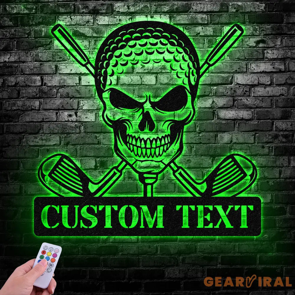 Custom Golf Skull Metal Sign Led Light Golf Gifts for Men Father’s Day Gift Golfer Name Sign Gifts for Golfer