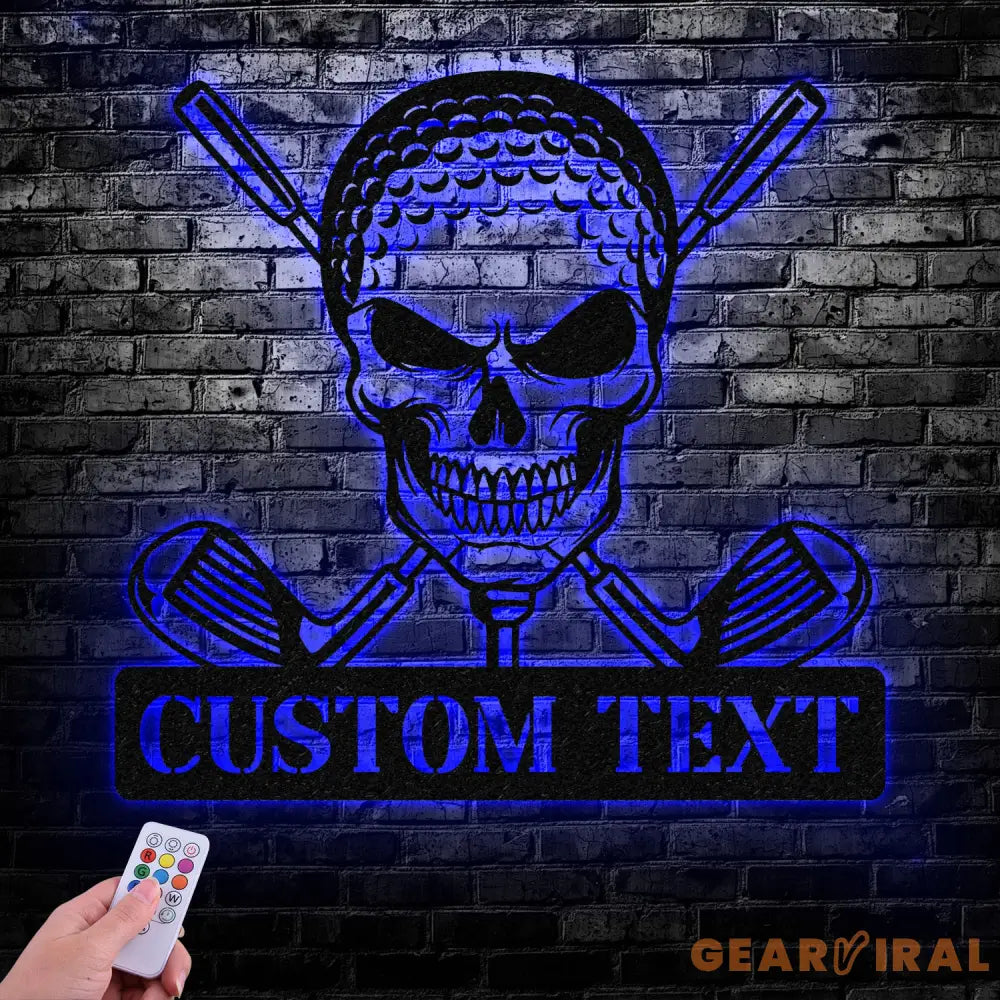 Custom Golf Skull Metal Sign Led Light Golf Gifts for Men Father’s Day Gift Golfer Name Sign Gifts for Golfer