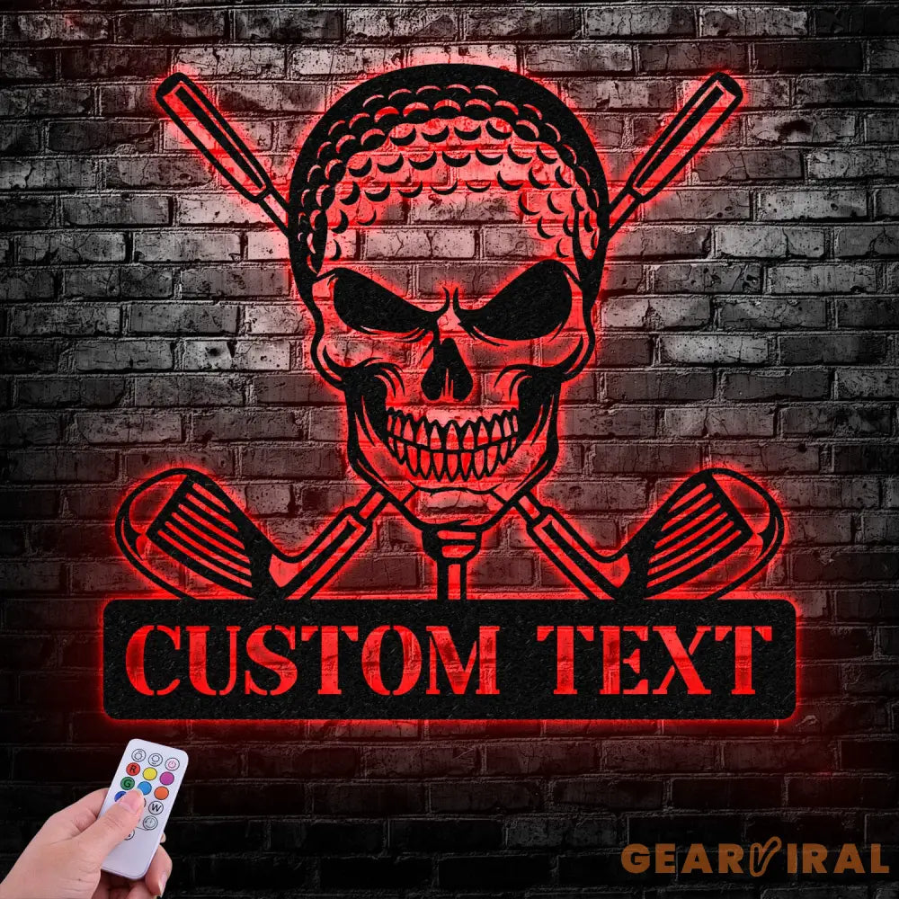Custom Golf Skull Metal Sign Led Light Golf Gifts for Men Father’s Day Gift Golfer Name Sign Gifts for Golfer