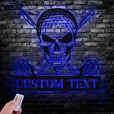 Custom Golf Skull Metal Sign Led Light, Golf Gifts for Men Father's Day Gift, Golfer Name Sign, Gifts for Golfer
