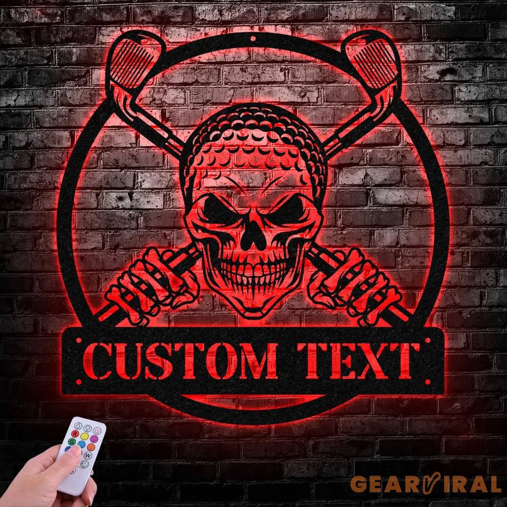 Custom Golf Skull US Flag Metal Sign Led Light Golf Gifts for Men Father’s Day Gift Golfer Name Sign Gifts for Golfer