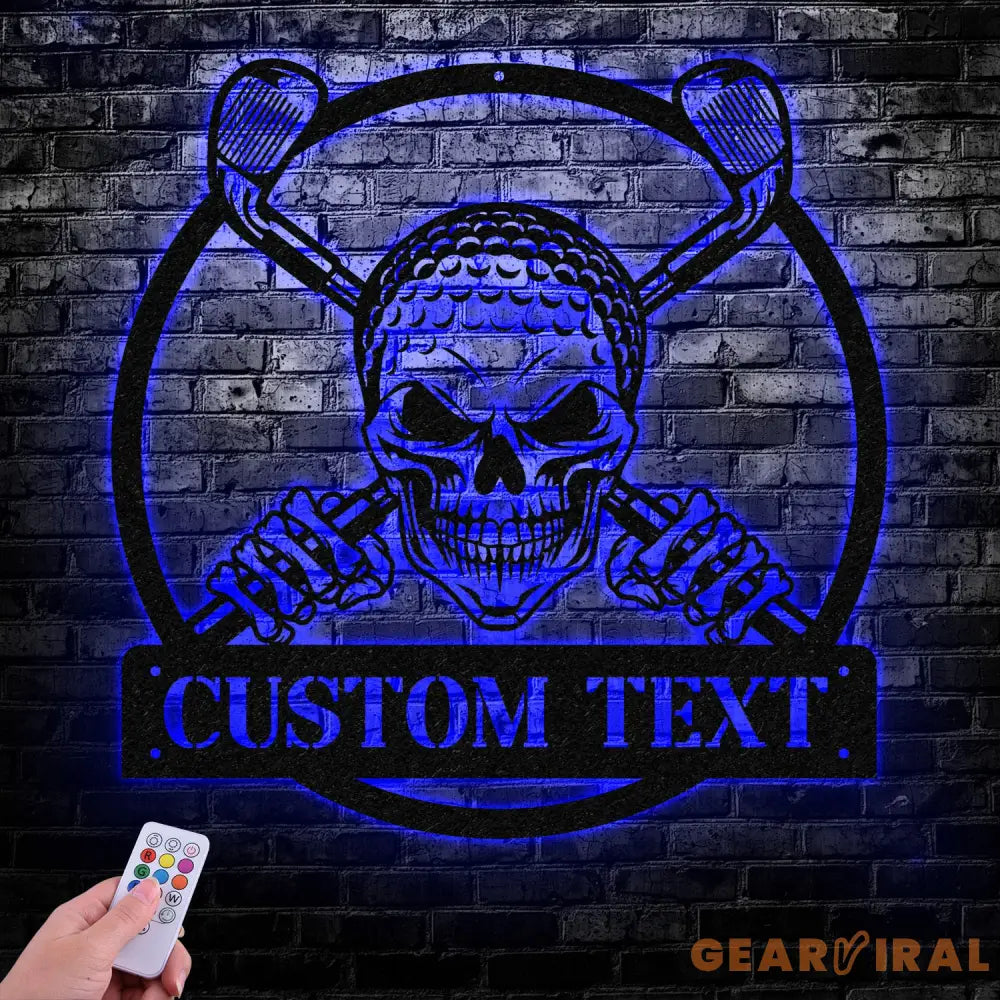 Custom Golf Skull US Flag Metal Sign Led Light Golf Gifts for Men Father’s Day Gift Golfer Name Sign Gifts for Golfer