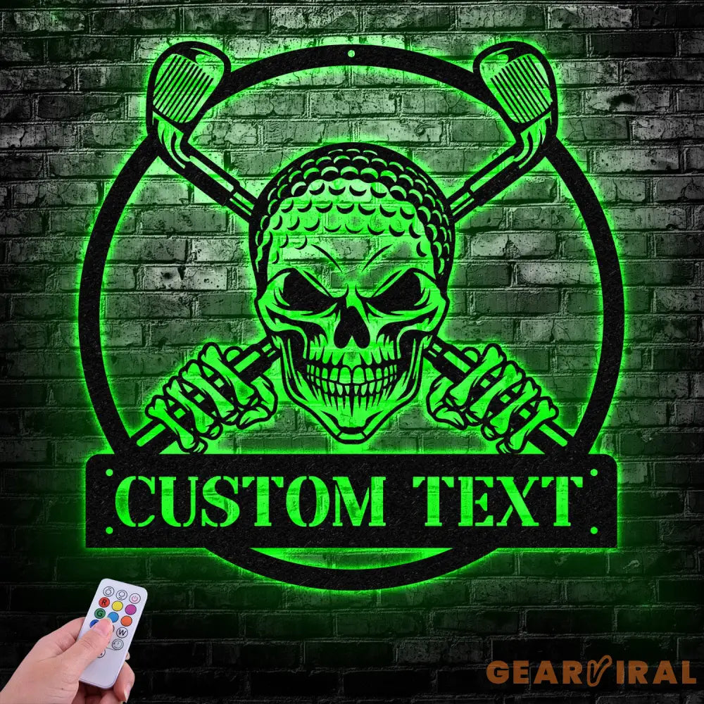 Custom Golf Skull US Flag Metal Sign Led Light Golf Gifts for Men Father’s Day Gift Golfer Name Sign Gifts for Golfer