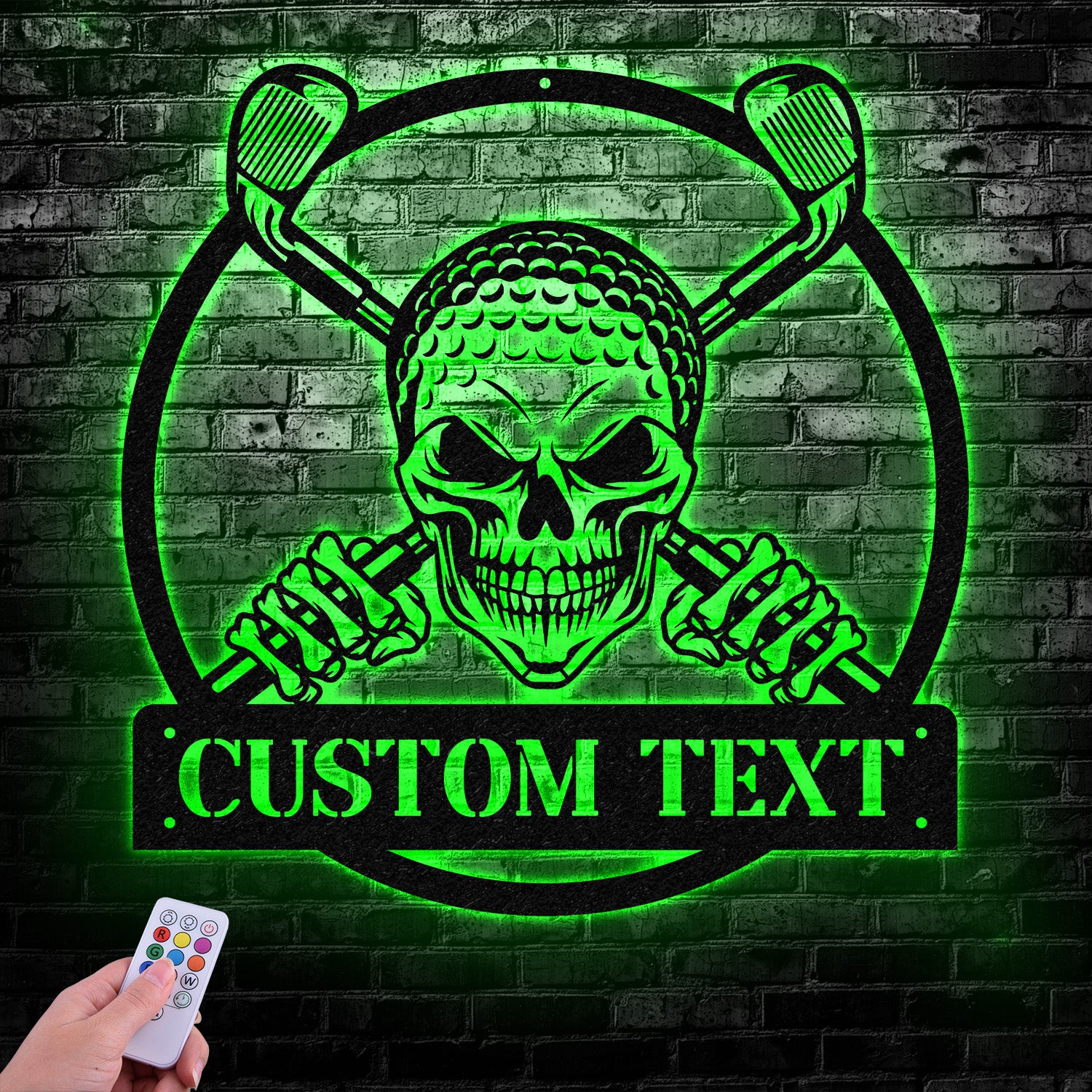Custom Golf Skull US Flag Metal Sign Led Light, Golf Gifts for Men Father's Day Gift, Golfer Name Sign, Gifts for Golfer